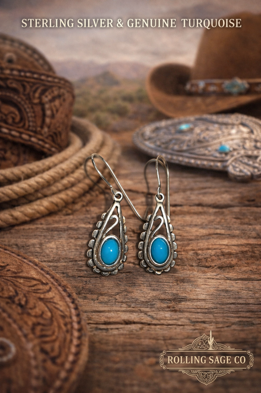 Sterling Silver & Genuine Turquoise Dangle earrings